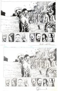 An image of comic art from The Walking Dead comic book series by Charlie Adlard that features in the Drawn of the Dead exhibition at Shrewsbury Museum and Art Gallery.