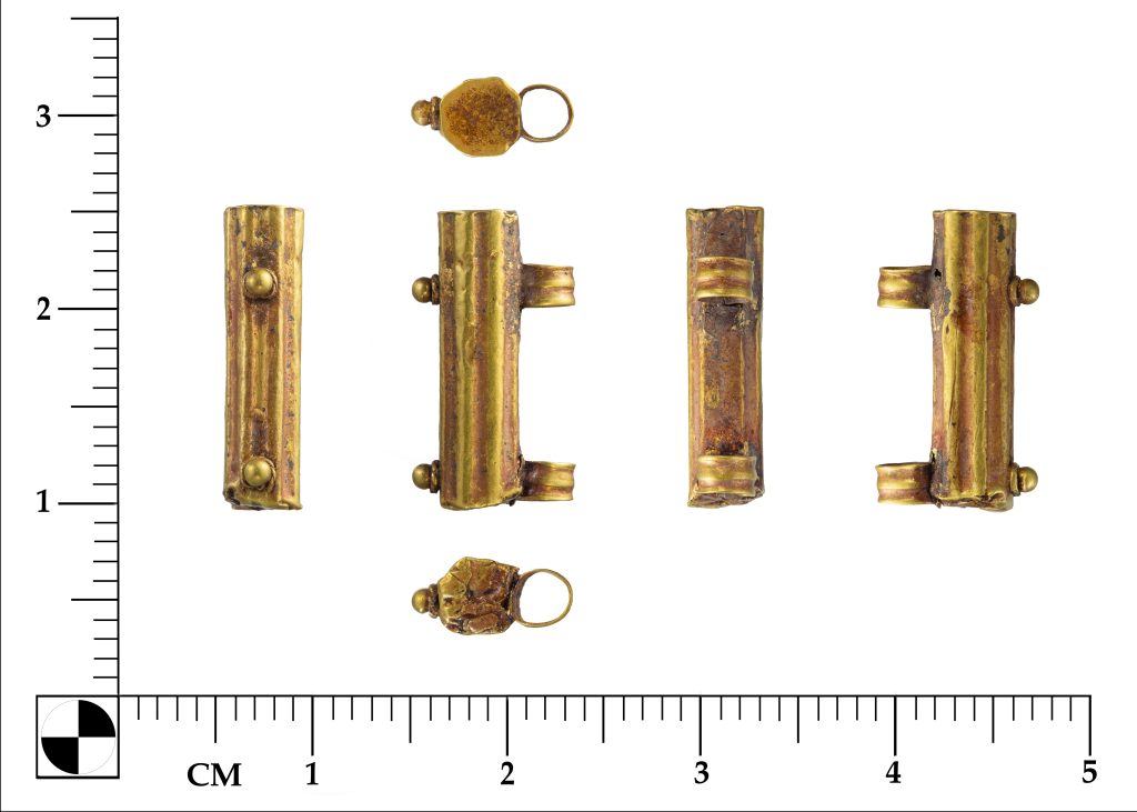 Golden Roman amulet case. Photo: CM.