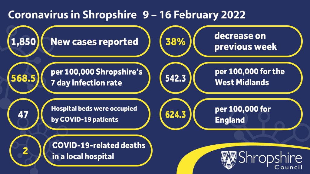 COVID-19 weekly stats 9-16 Feb 2022 infographic