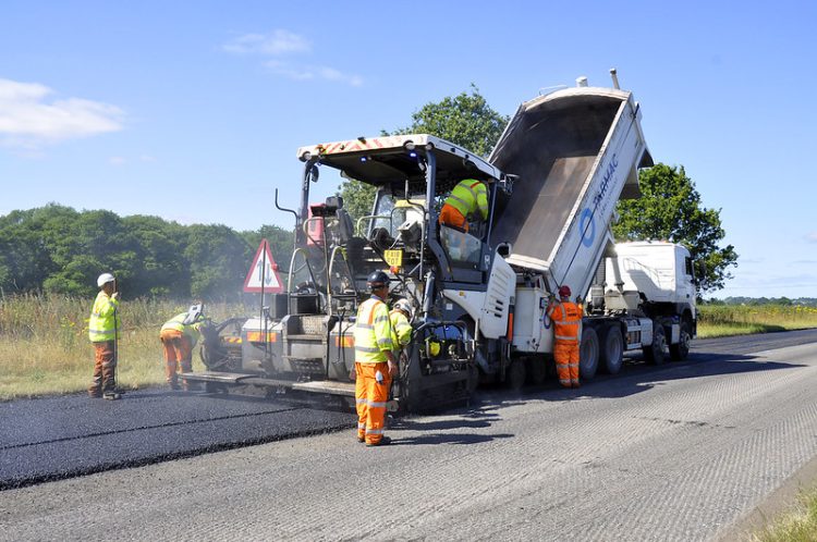 Resurfacing work being carried out on the A41 in July 2022