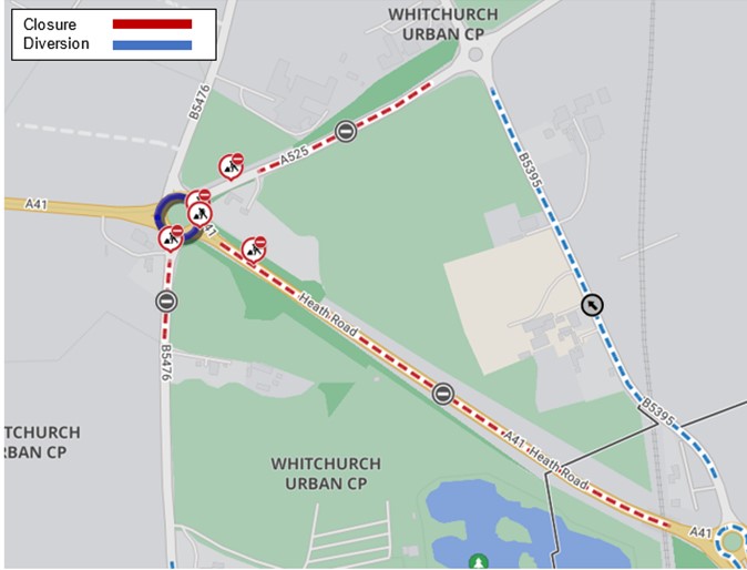 Resurfacing of approaches to A41 Tilstock island in Whitchurch