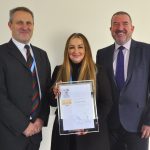 Armed Forces Covenant Gold Award reaccreditation. (l-to-r): Ian Nellins, Kirstie Hurst-Knight and Andy Begley.