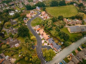 Drone footage showing the 23-home site from above