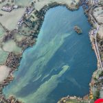algae in a mere, from the air