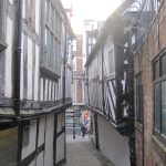 An image of an alleyway in Shrewsbury town centre. These streets will feature in Mythstories shut story walks.