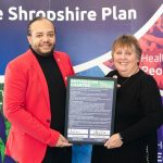 UNISON Anti-Racism Charter, signed by Ash Silverstone of UNISON (left) and Lezley Picton, Leader of Shropshire Council (right)