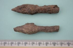 An image of the armour piercing arrowheads found during the first ever excavation at Shrewsbury Castle.