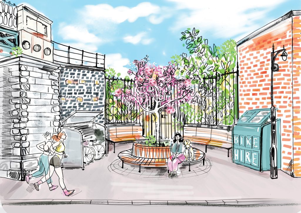 Artist's impression of the Pocket Park by local artist Cherie Jerrard