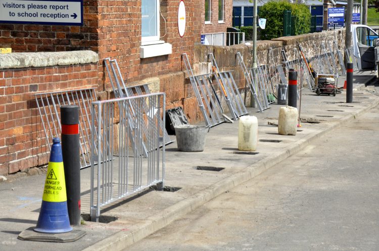 The new railings, ready to be put in place on Eyton Lane, Baschurch