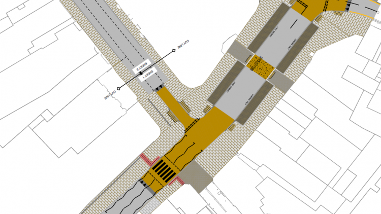 Drawing showing the planned work at the junction of Bellstone and Claremont Street