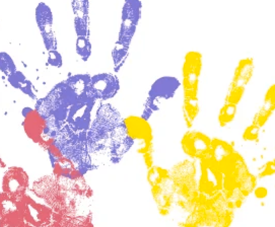 Illustration of children's handprints made from paint
