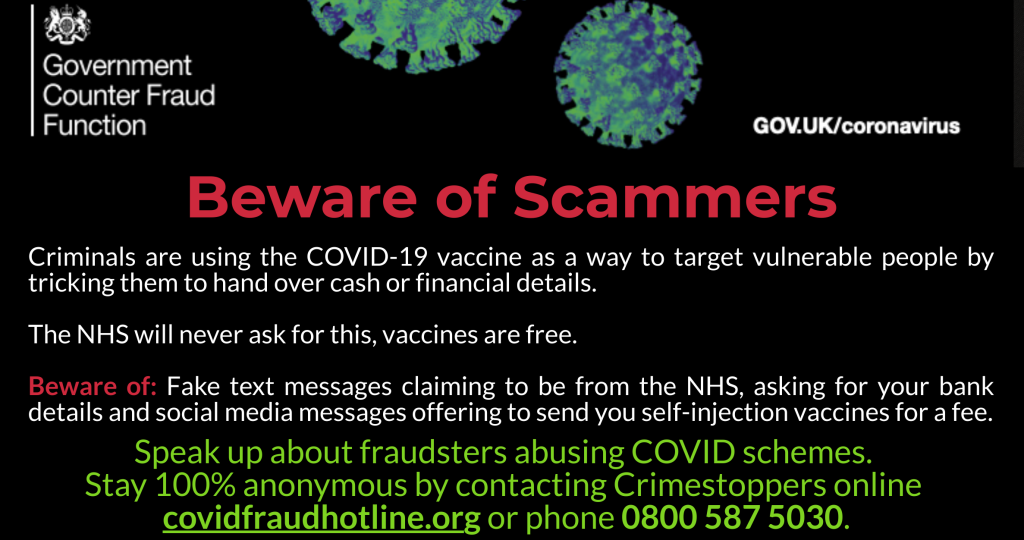 Coronavirus: Warning over COVID-19 vaccination scams - Shropshire Council Newsroom