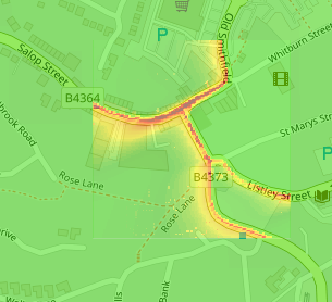 An image of a map showing air quality in Bridgnorth.