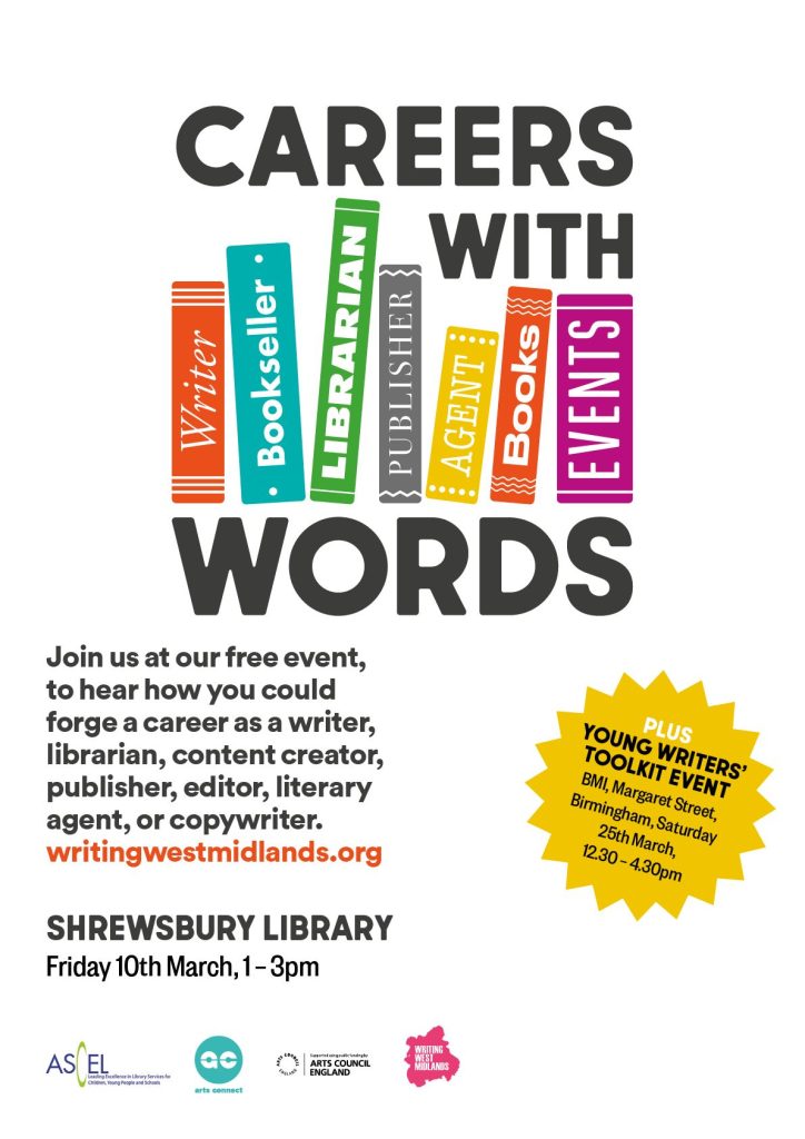 Careers with Words event at Shrewsbury Library poster