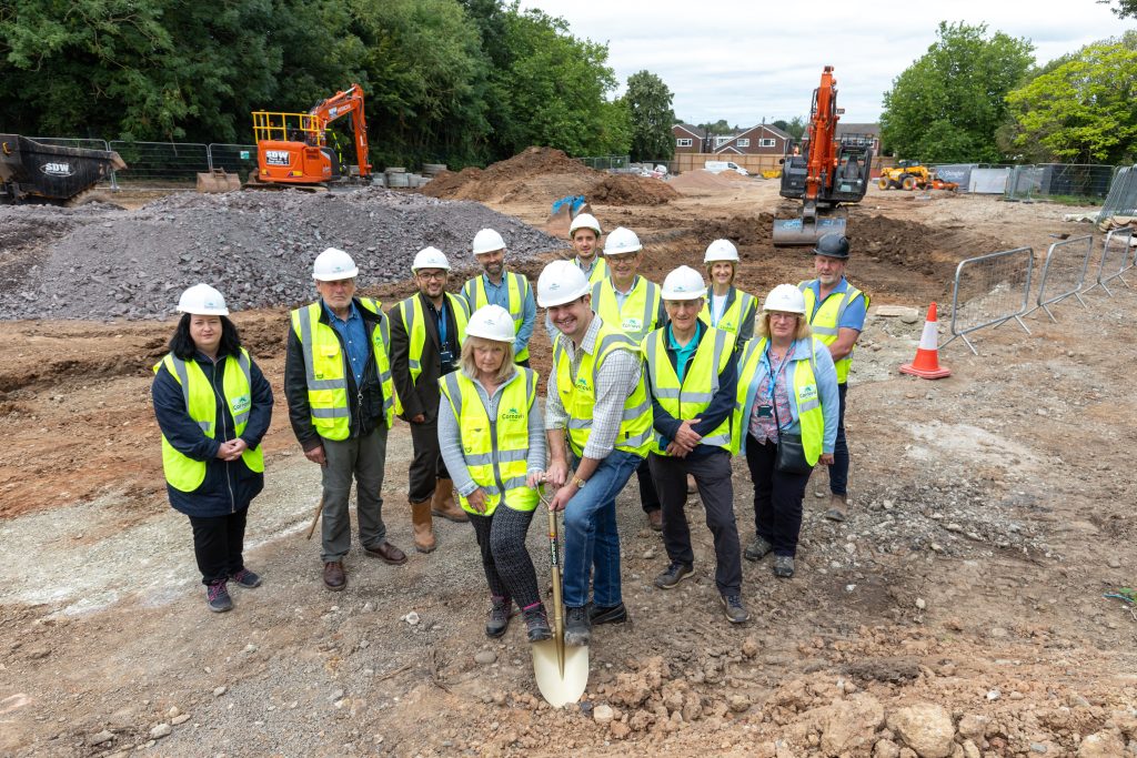 People at the building site of The Oaklands in Bayston Hill. Photo by Shaun Fellows / Shine Pix Ltd