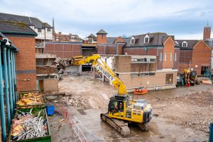 Heavy plant machinery on the demolition site