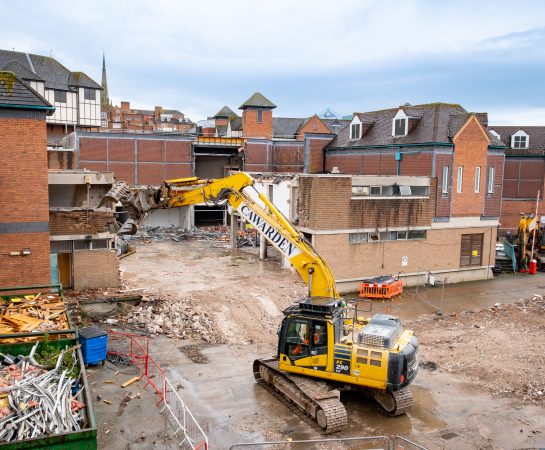 Heavy plant machinery on the demolition site