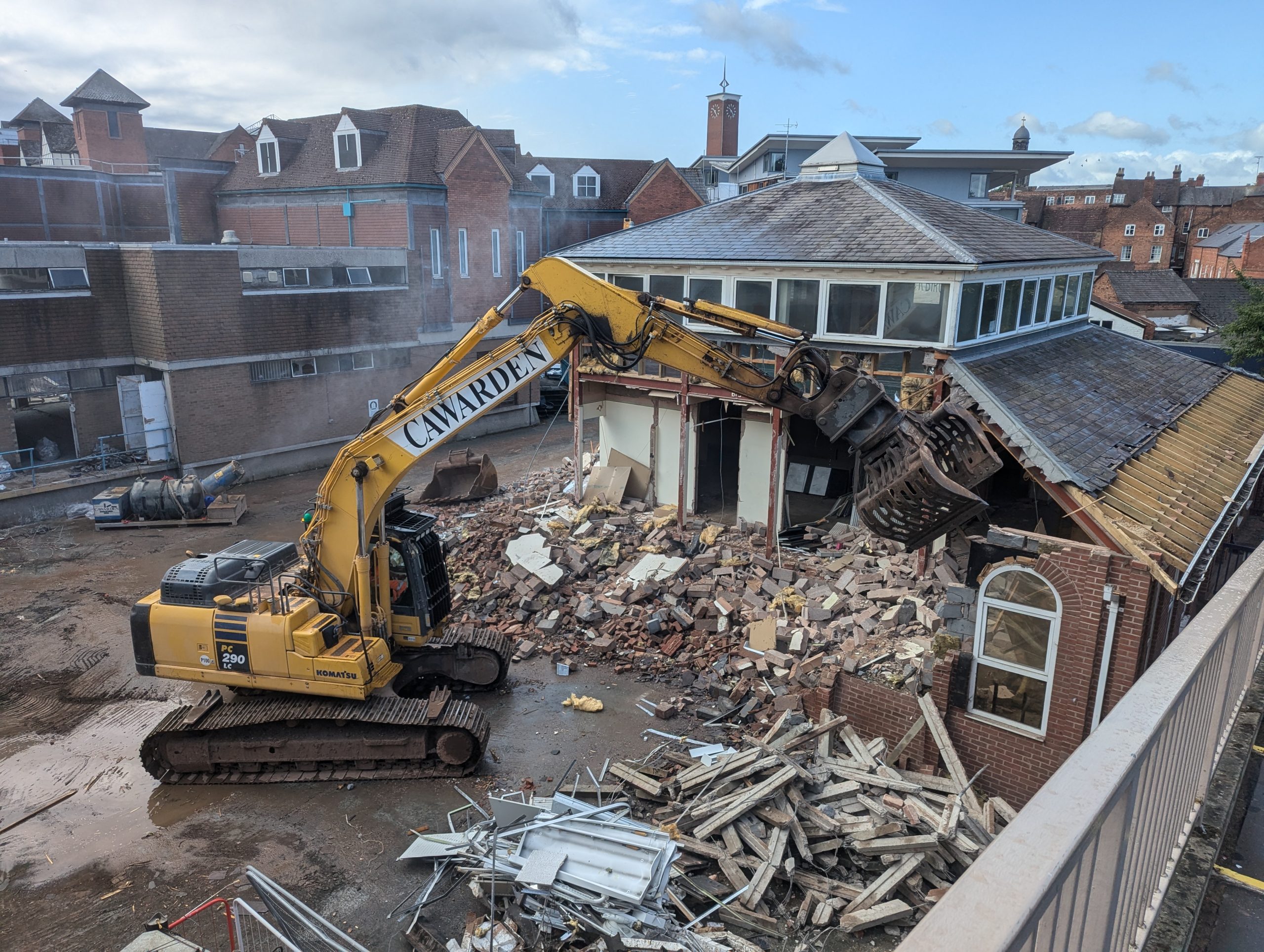 Demolition of Smithfield Riverside in Shrewsbury in August 2024.