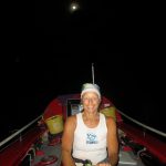 Di Carrington in a boat during the Atlantic rowing challenge