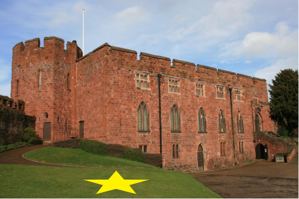 An image of Shrewsbury Castle with the location for the 2020 excavation marked.