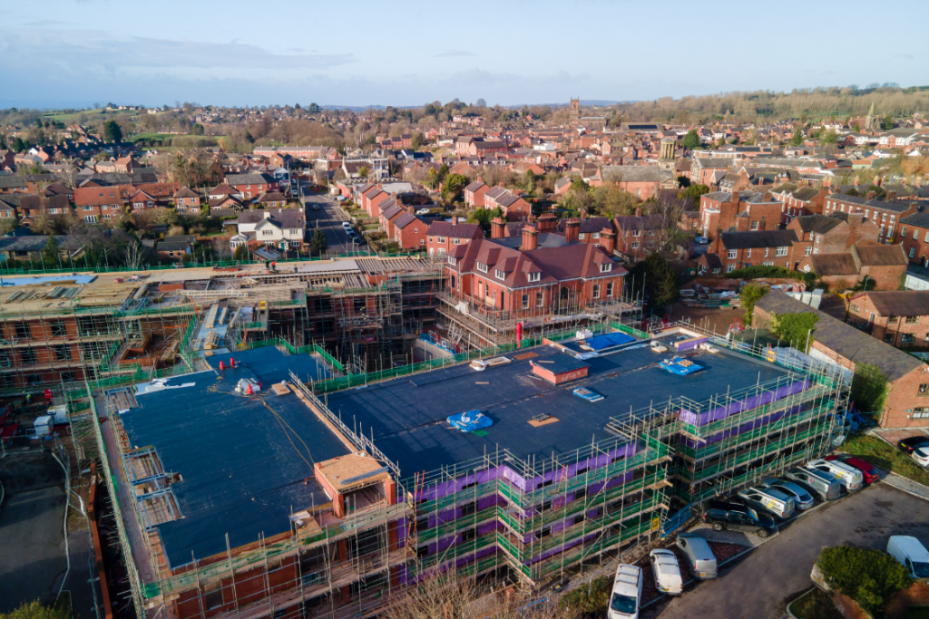 Drone shot of the Pauls Moss development which will house the new Clayton Health Centre
