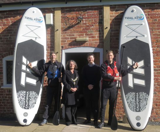 Chris and Tim Harris, Cllr Liz Woodbridge and Mark Hooper the visitor centre manager