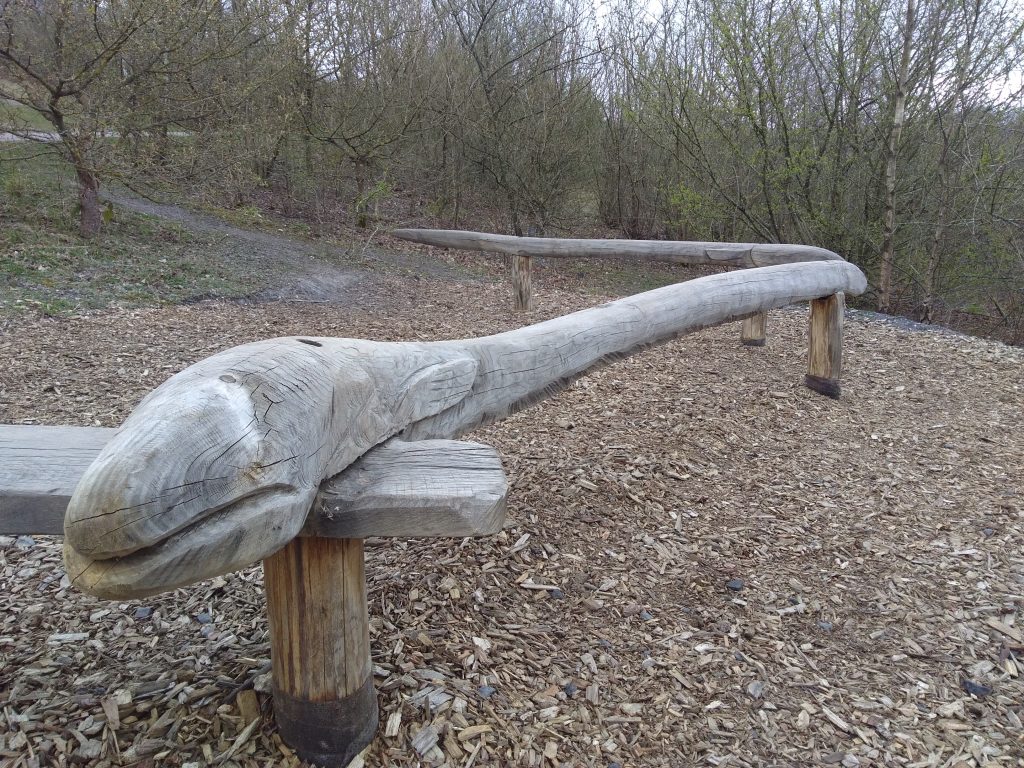 An image of the wooden eels stolen from the play area at Severn Valley Country Park