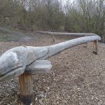 An image of the wooden eels stolen from the play area at Severn Valley Country Park