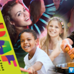 Children doing activities on a Holiday Activities and Food flyer