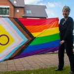 Leader of Council Heather Kidd with the Pride flag