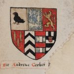 An image of the Corbet Shield on the Ludlow Castle Heraldic Roll which will feature in the new exhibition at Shropshire Museums Collections Centre in Ludlow.