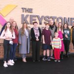 Cllr Kirstie Hurst-Knight, Headteacher Ali Bellaby with families at the new Keystone Academy