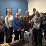 James Owen, Shropshire Council portfolio holder for Housing and Leisure, Shropshire Council Rough Sleeper Team and two residents of 70 Castle Foregate