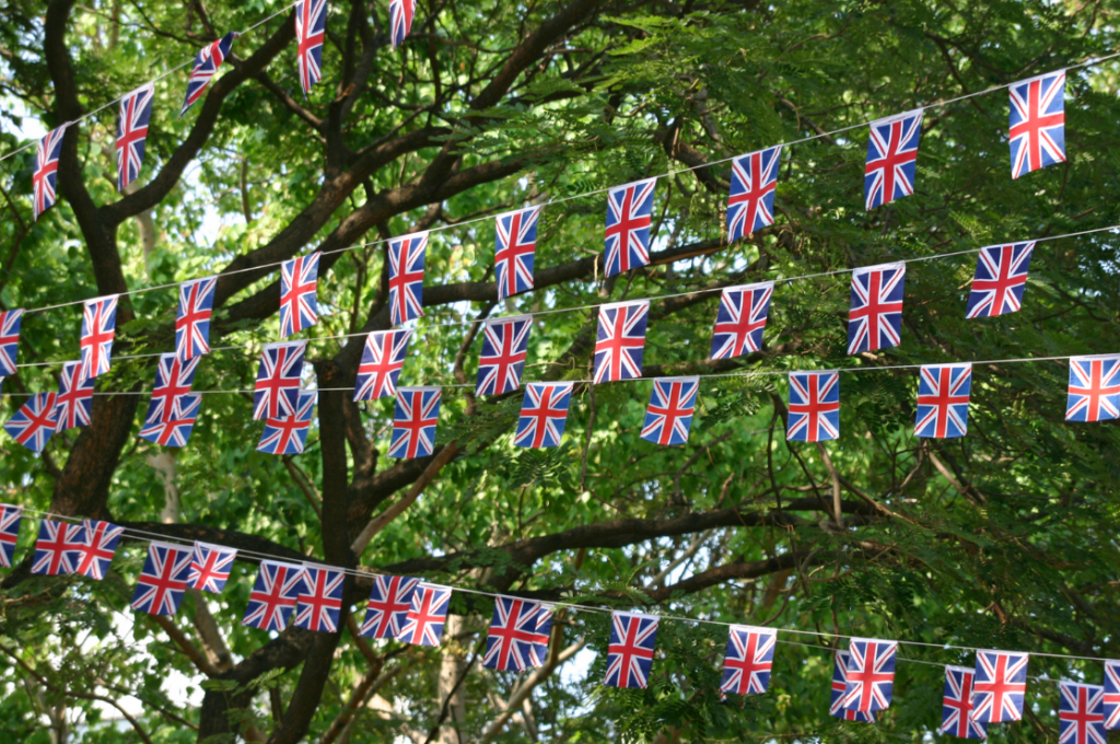 Bunting at a street party