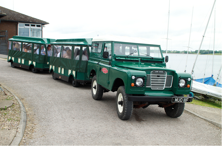 An image of a Land Rover train that will transport visitors at the Pit at the Park event at Severn Valley Country Park on 6 October 2019.