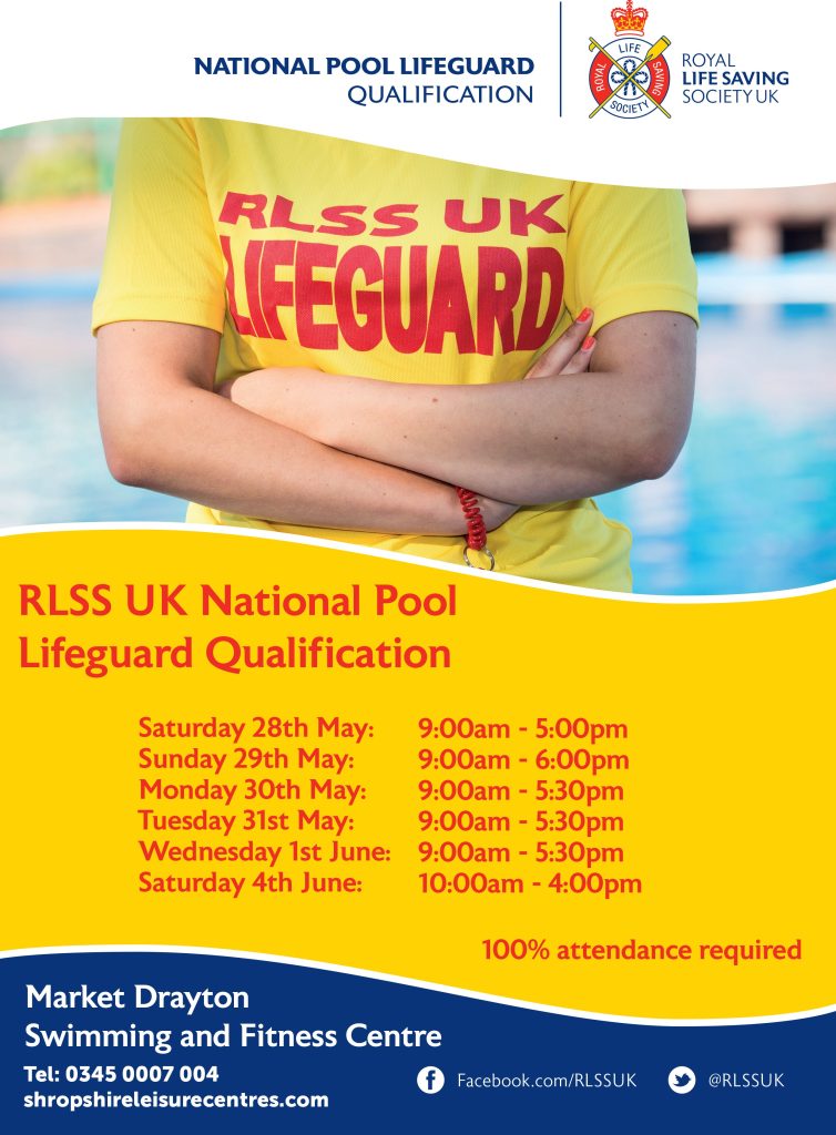 poster showing a lifeguard and detailing sessions for training