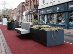New planters and seating in the town.