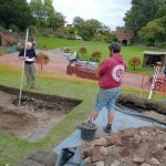 An image of the dig team working on the archaeological dig at Shrewsbury Castle.