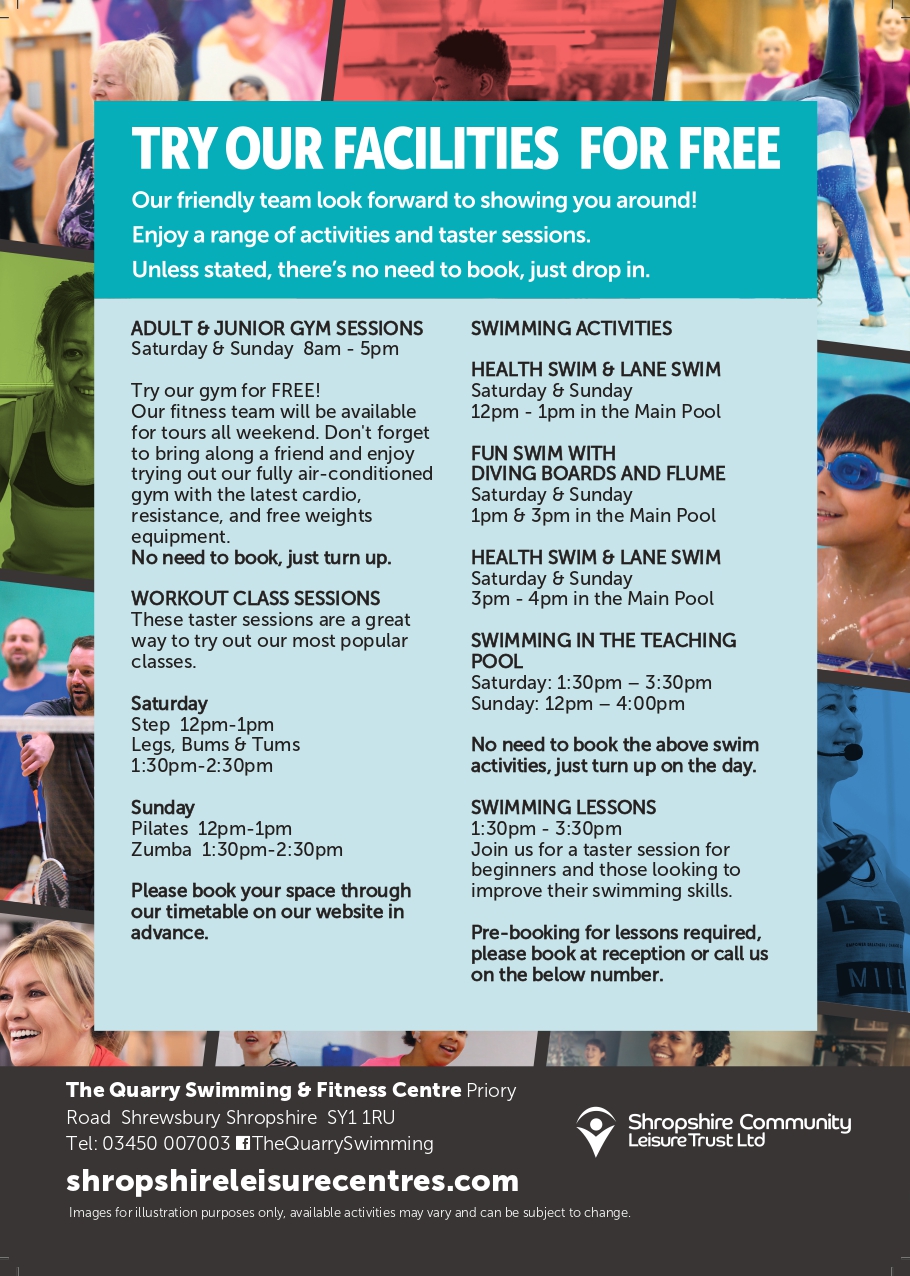 The Quarry Swimming and Fitness Centre activities poster