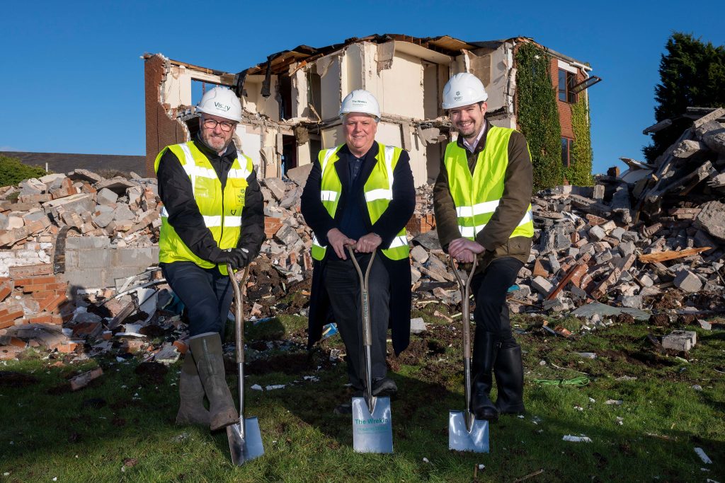 At Pauls Moss: (l-to-R): Darren Beale (Managing Director of Vistry Partnerships West Midlands); Wayne Gethings (Chief Executive The Wrekin Housing Group); Dean Carroll (Shropshire Council's Cabinet member for physical infrastructure.