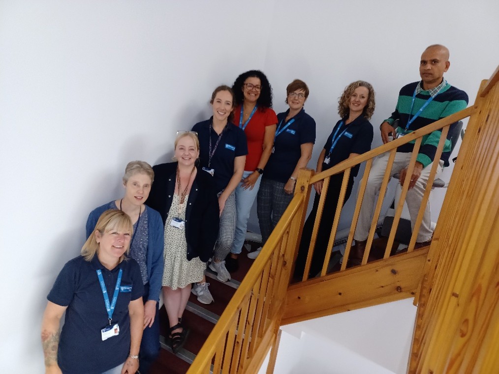 (Occupational Therapists from left to right – Emma Banks, Anne Ward, Emma-Louise Jansen, Chloe Walton, Kirsty Carter, Debbie Baker, Rachael Hatfield & Azahar Hossain)