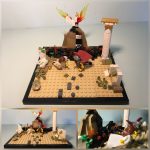 An image of a Lego model that depicts the eruption of Mount Vesuvius in Pompeii which is one of the winners of the Build Your Own Model competition run by Shrewsbury Museum and Art Gallery