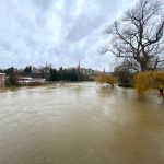 The flooded River Severn in Shrewsbury.