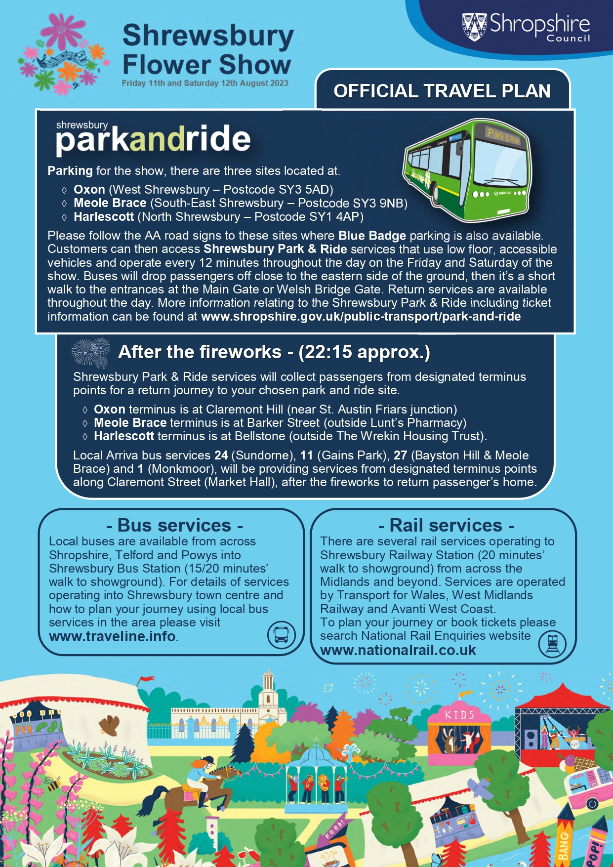 Shrewsbury Flower Show official travel plan poster