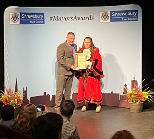 Sandy Beattie winning a Shrewsbury Town Council Mayor's Award