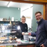 Edward Andrews, Shropshire Council Parks and Countryside Manager and Libby Russell, Team Member at No.92 Coffee Lounge.
