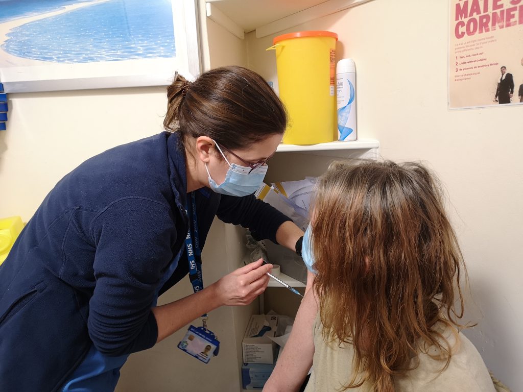 Shrewsbury Ark - Tracey getting vaccine
