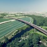 Artist's impression of planned Shrewsbury North West Relief Road viaduct