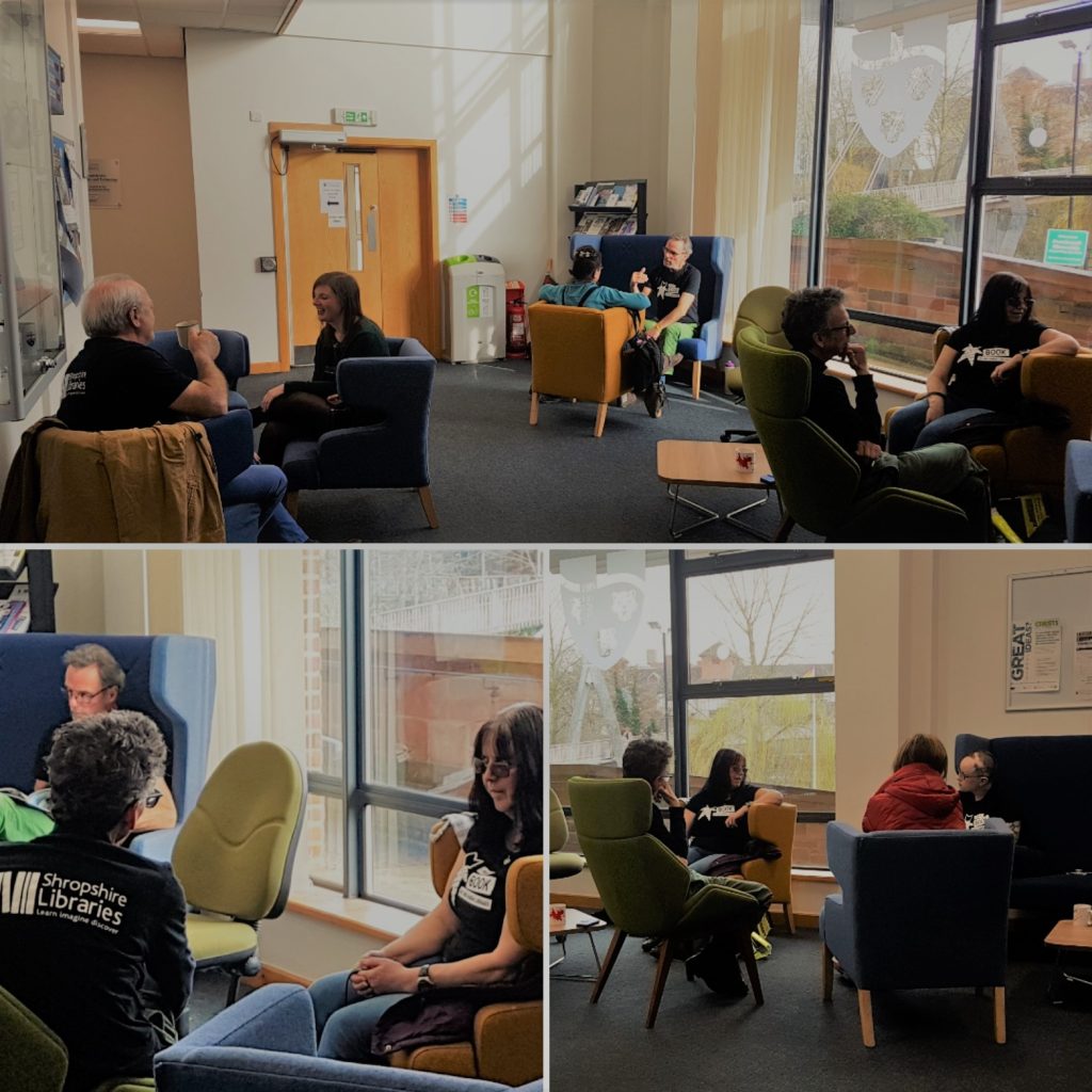 An image of people taking part in a Human Library event organised by Shropshire Council's library service.