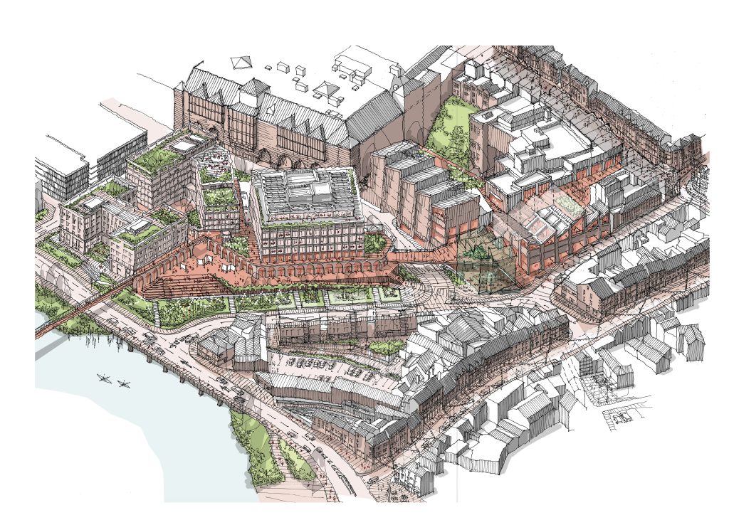 Artist's impression of Smithfield Riverside Phase 1 (FaulknerBrowns Architects)